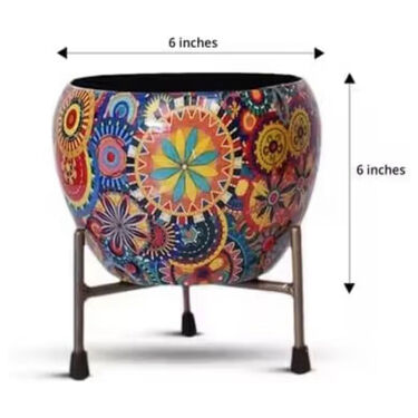 3 rainbow bloom decorative planters with stand
