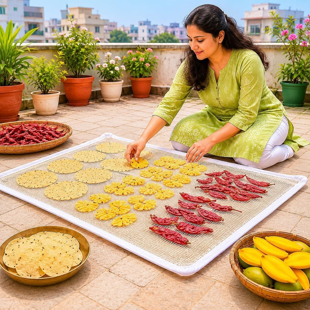 papad drying clothes with net zip