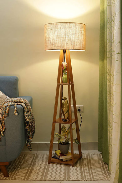 wooden floor lamp