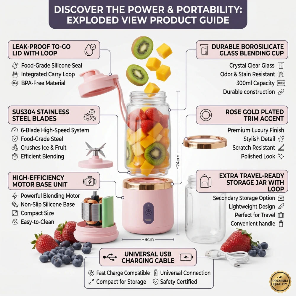 Portable USB Blender – Mini Smoothie Maker